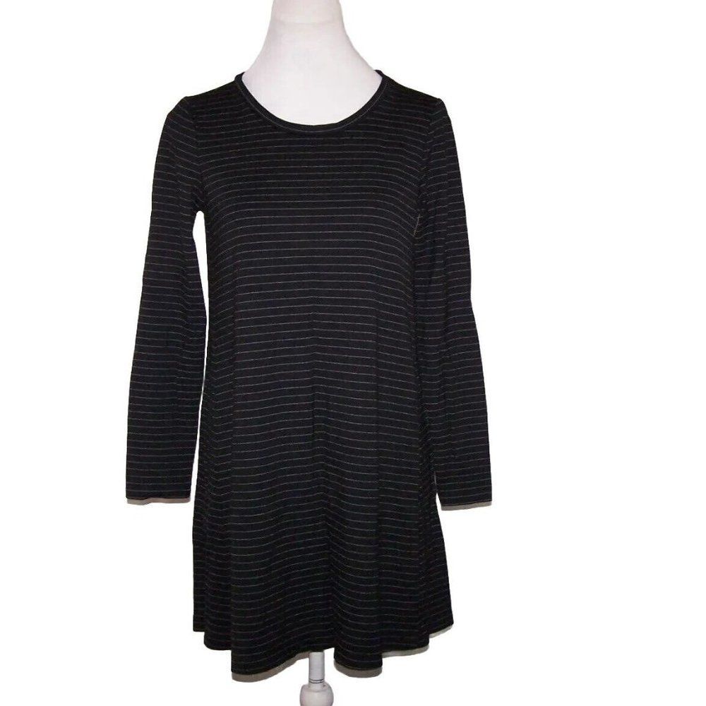 Loft Outlet Mini Dress Tunic Small Stretch Swing Flowly Striped Long Sleeves